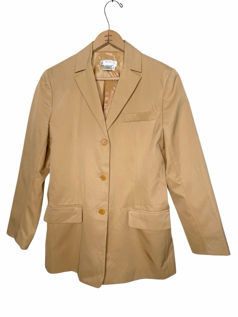 90s BCBG Max Azria Collection Three Button Tailored Blazer in Camel Size 4